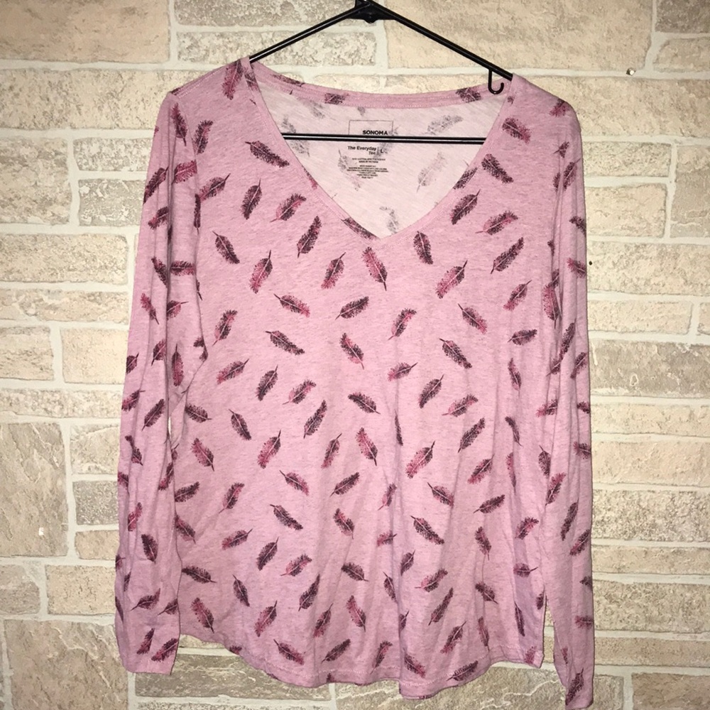 ✅Sonoma Feather Print Long Sleeve Everyday Tee
